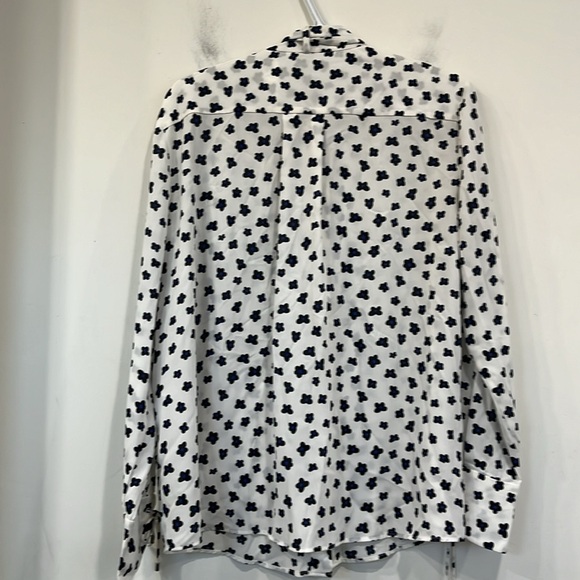 Marc Cain Button up Shirt Front Bow Floral White Black Blue size 5 - Picture 10 of 16
